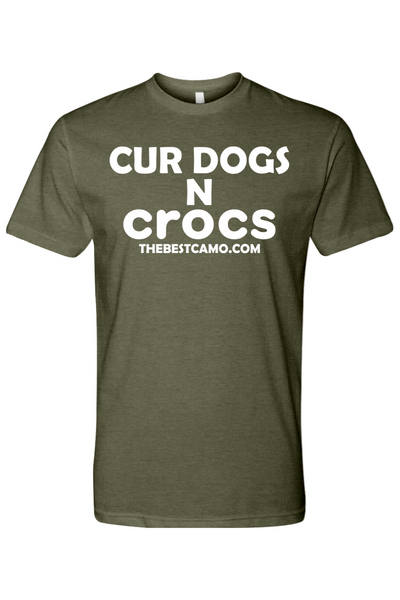 cur dogs n crocs white print  - Hog Hunting Shirt