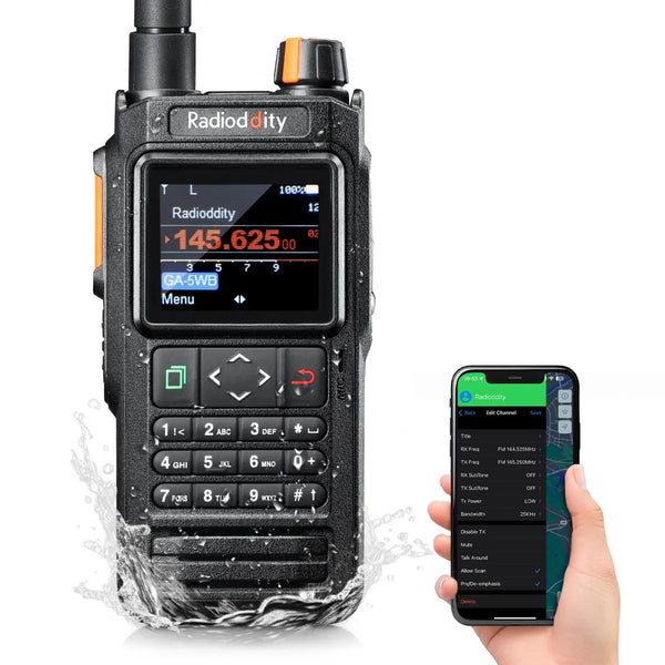 Radioddity GA-5WB Handheld VHF Radio - Waterproof & USB-C Charging