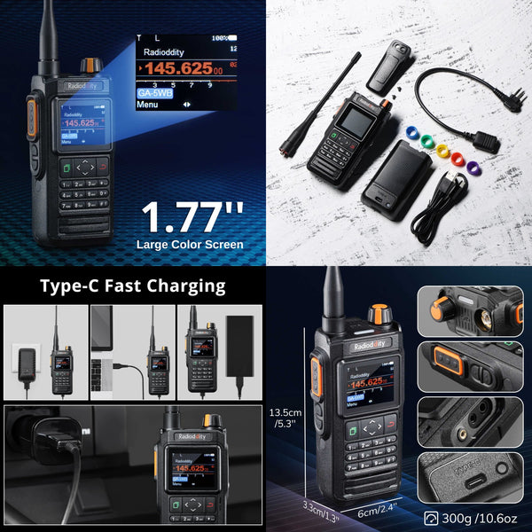 Radioddity GA-5WB Handheld VHF Radio - Waterproof & USB-C Charging