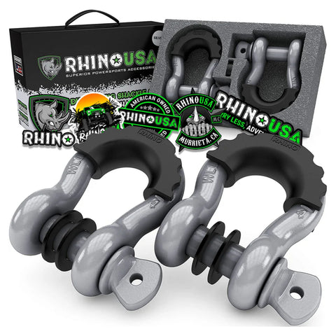 Rhino USA 3/4" D-Ring Shackle Set - 2-Pack (Silver)