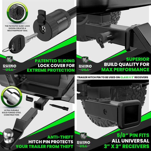 Rhino USA 3" Locking Trailer Hitch Pin