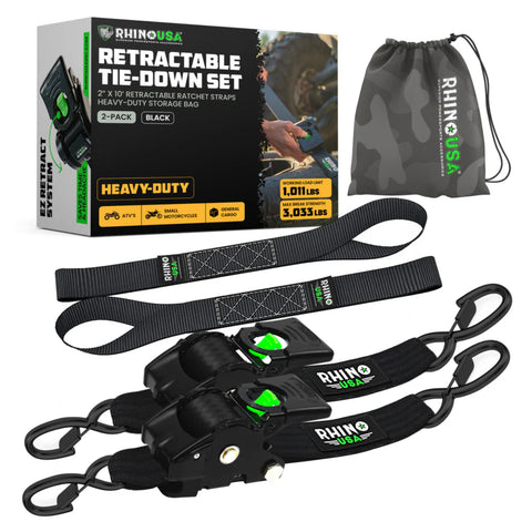 Rhino USA 2" x 10' Retractable Ratchet Straps