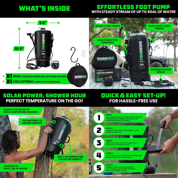 Rhino USA 5 Gallon Portable Shower Kit