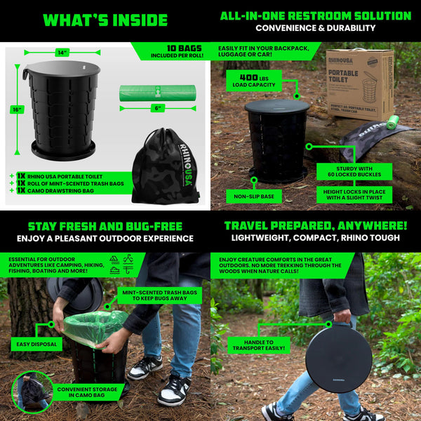 Rhino USA Portable Camping Toilet