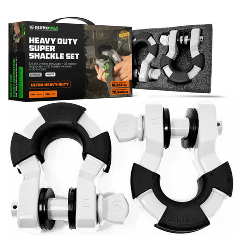 Rhino USA 8-Ton Super Shackles w/ Isolators (White)