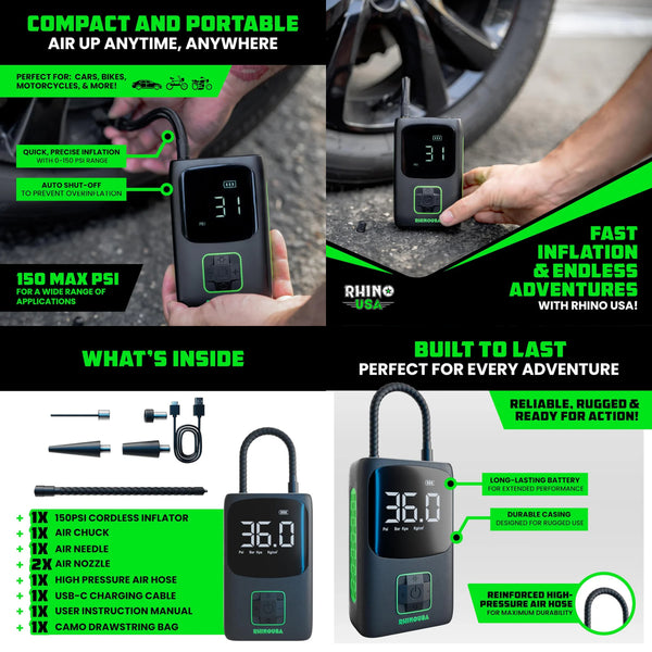 Rhino USA 150 PSI Portable Tire Inflator