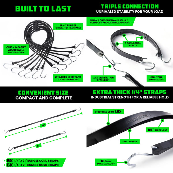 Rhino USA Heavy-Duty Tarp Straps