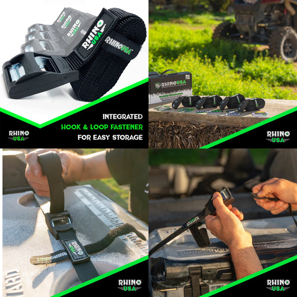 Rhino USA 1" x 12' Lashing Tie-Down Straps (4 Pack)