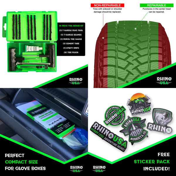 Rhino USA 14-Piece Compact Tire Repair Kit