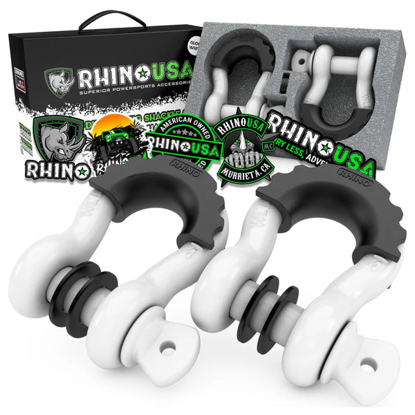 Rhino USA 3/4" D-Ring Shackle Set - 2-Pack (White)