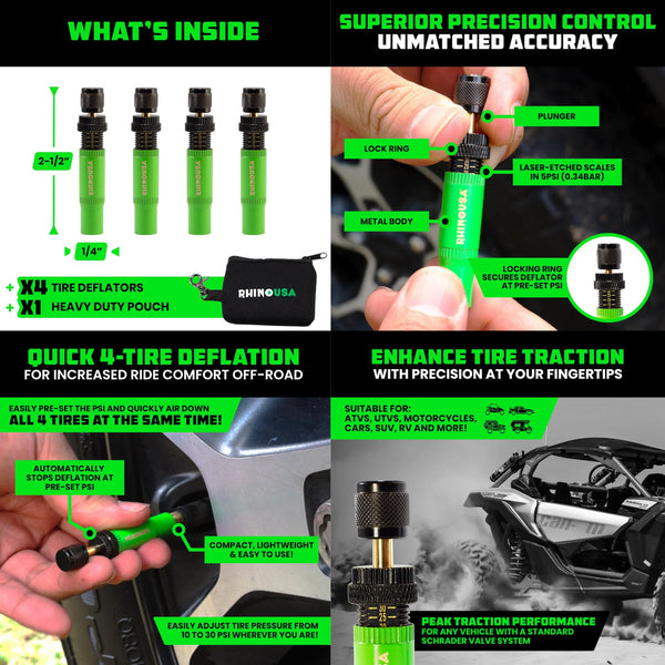 Rhino USA 10-30 PSI Adjustable Tire Deflator Kit